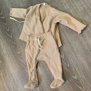 Quincy Mae kimono cardigan, footie pant, & onesie